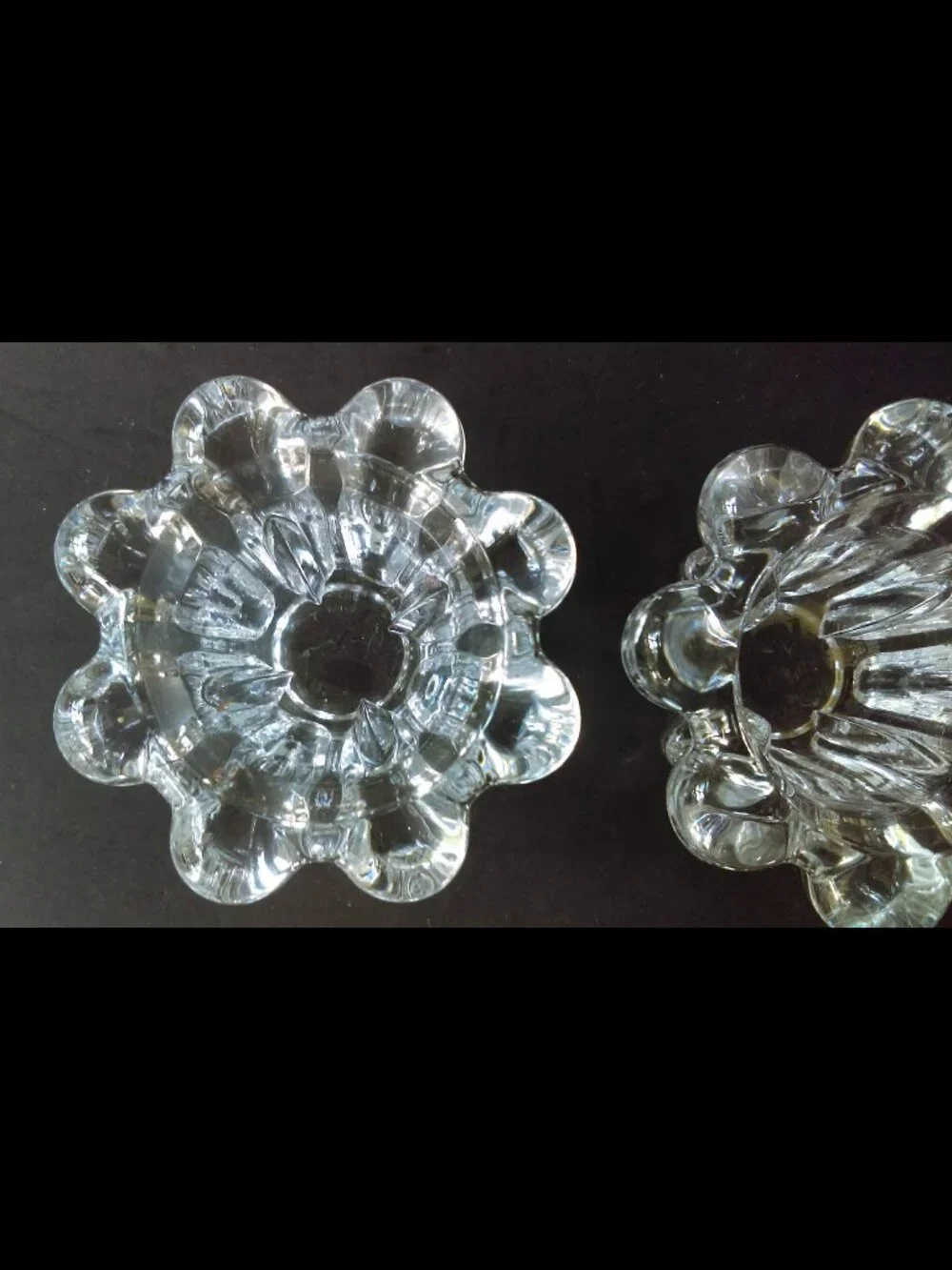 Set of 2 Crystal Candle Holders Heavy Crystal Glass For Votive / Tapered Candles